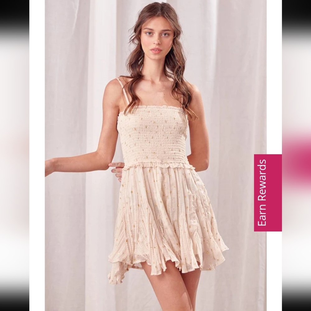 Storia White Gold Star Print Romper - Size M